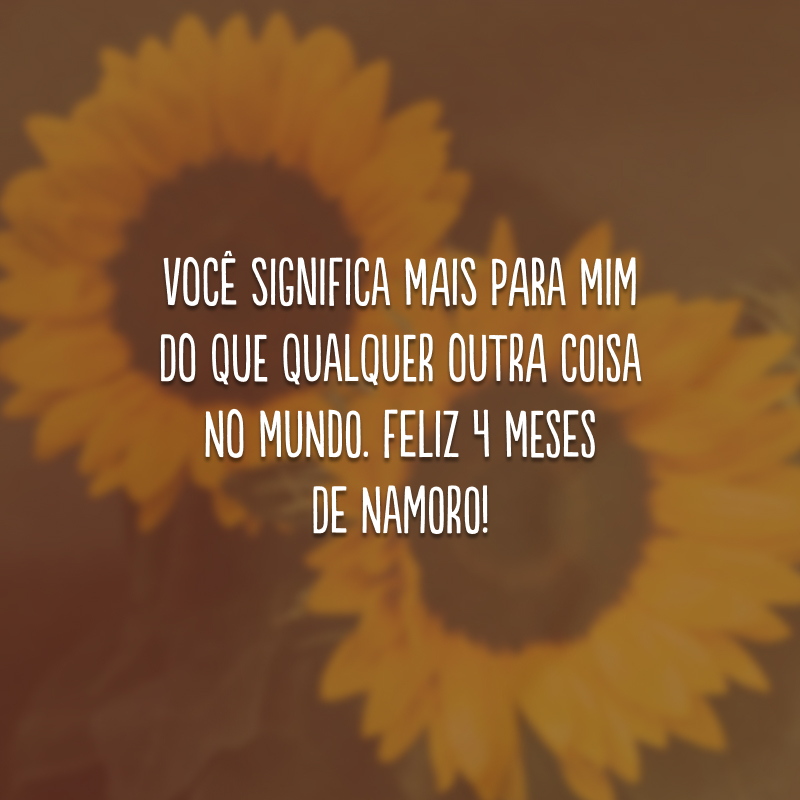 Você significa mais para mim do que qualquer outra coisa no mundo. Feliz 4 meses de namoro!