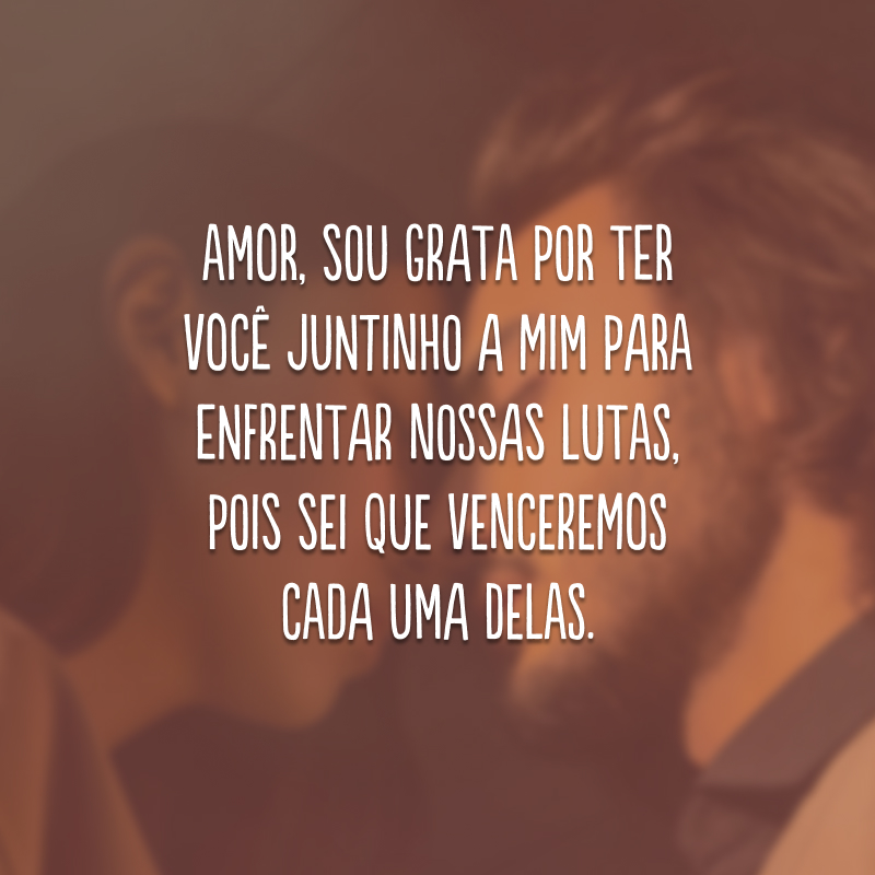 Amor, sou grata por ter você juntinho a mim para enfrentar nossas lutas, pois sei que venceremos cada uma delas.
