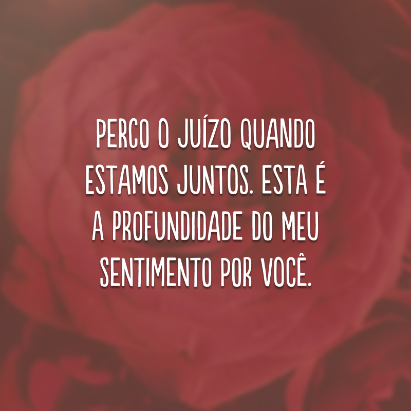 Perco o juízo quando estamos juntos. Esta é a profundidade do meu sentimento por você. 