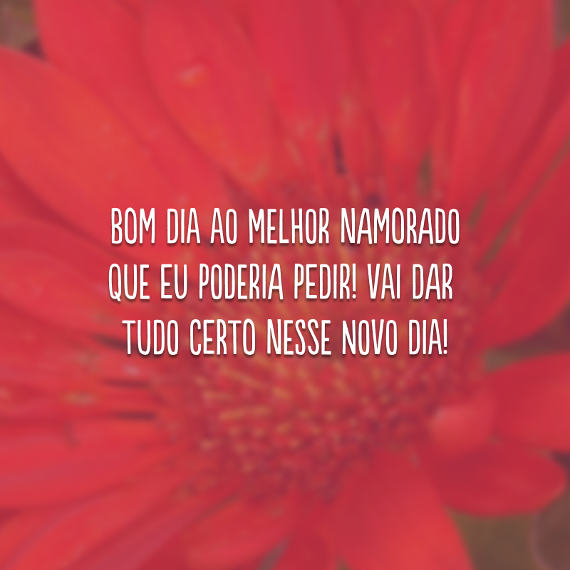 Bom dia ao melhor namorado que eu poderia pedir! Vai dar tudo certo nesse novo dia!