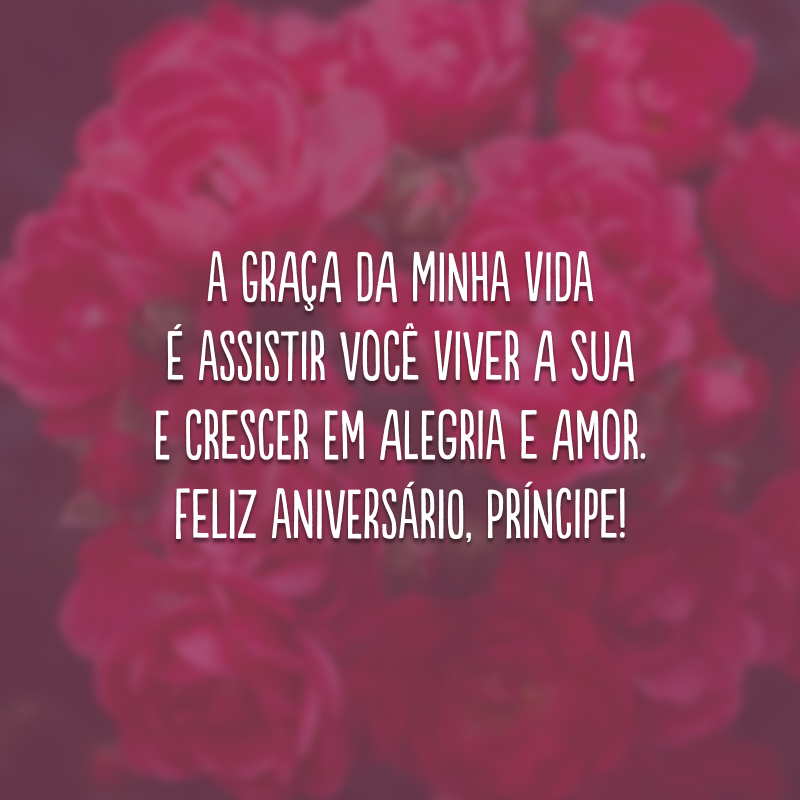 A graça da minha vida é assistir você viver a sua e crescer em alegria e amor. Feliz aniversário, príncipe!