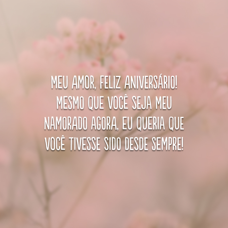 Meu amor, feliz aniversário! Mesmo que você seja meu namorado agora, eu queria que você tivesse sido desde sempre!