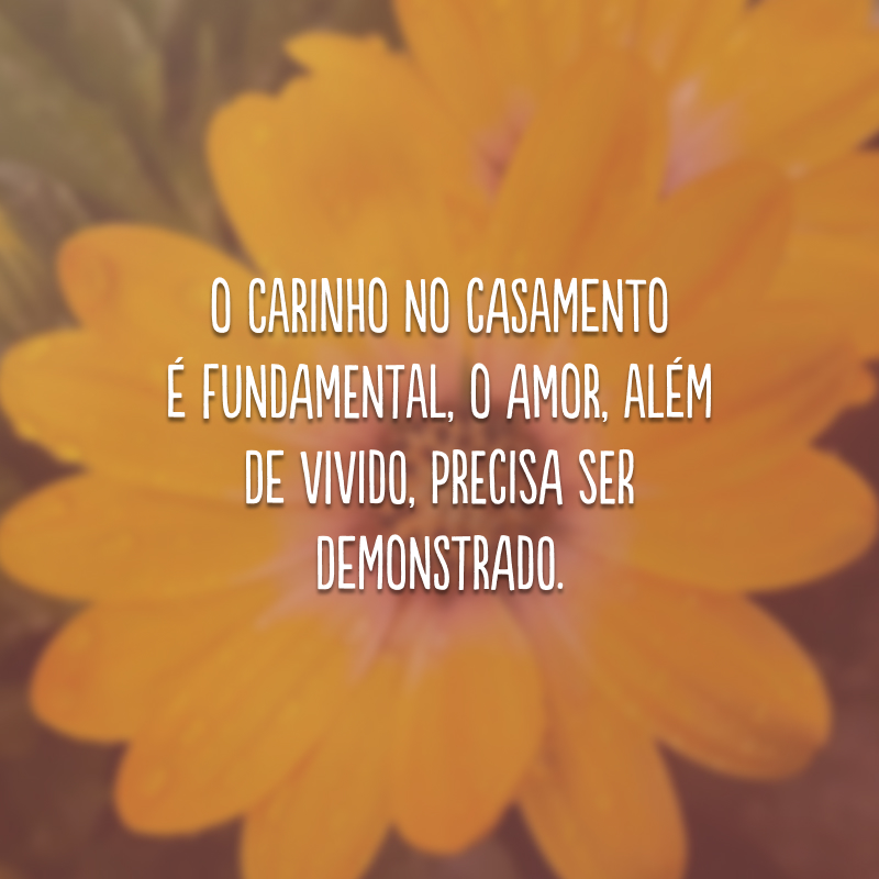 O carinho no casamento é fundamental, o amor, além de vivido, precisa ser demonstrado.