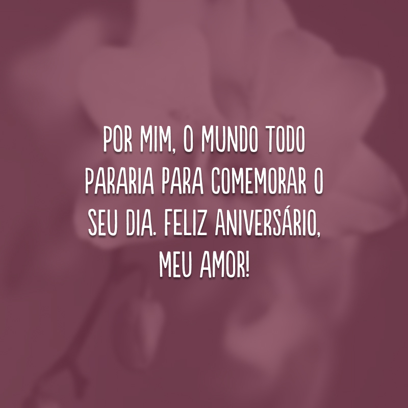 Por mim, o mundo todo pararia para comemorar o seu dia. Feliz aniversário, meu amor!