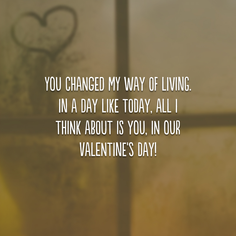 You changed my way of living. In a day like today, all I think about is you, in our Valentine's Day! (Você mudou meu jeito de viver. Em um dia como hoje, só penso em você, no nosso Valentine's Day!)