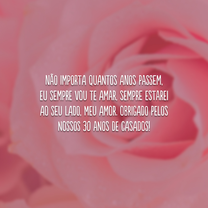 Não importa quantos anos passem, eu sempre vou te amar, sempre estarei ao seu lado, meu amor. Obrigado pelos nossos 30 anos de casados!